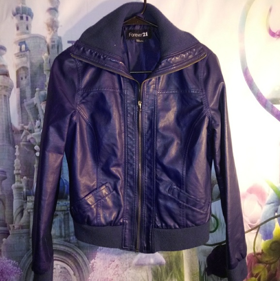 Jackets & Blazers - Blue forever21 faux leather coat